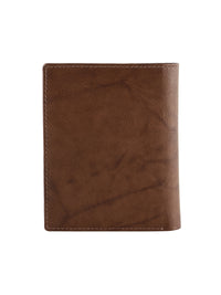 Genuine Leather Slim Wallet with 2 Main Compartments and 4 Card Holder Slots - Brown