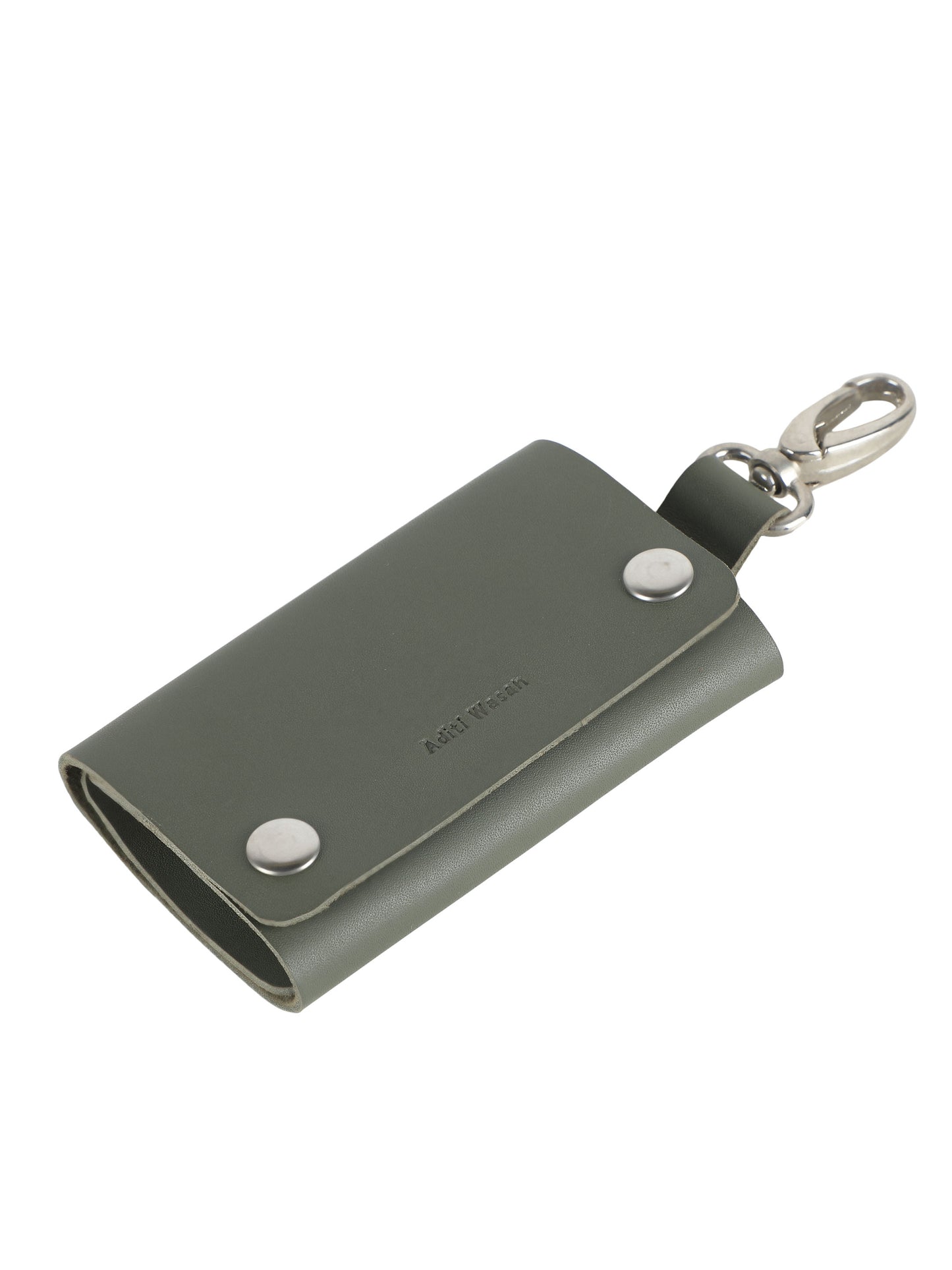Genuine leather olive green key holder