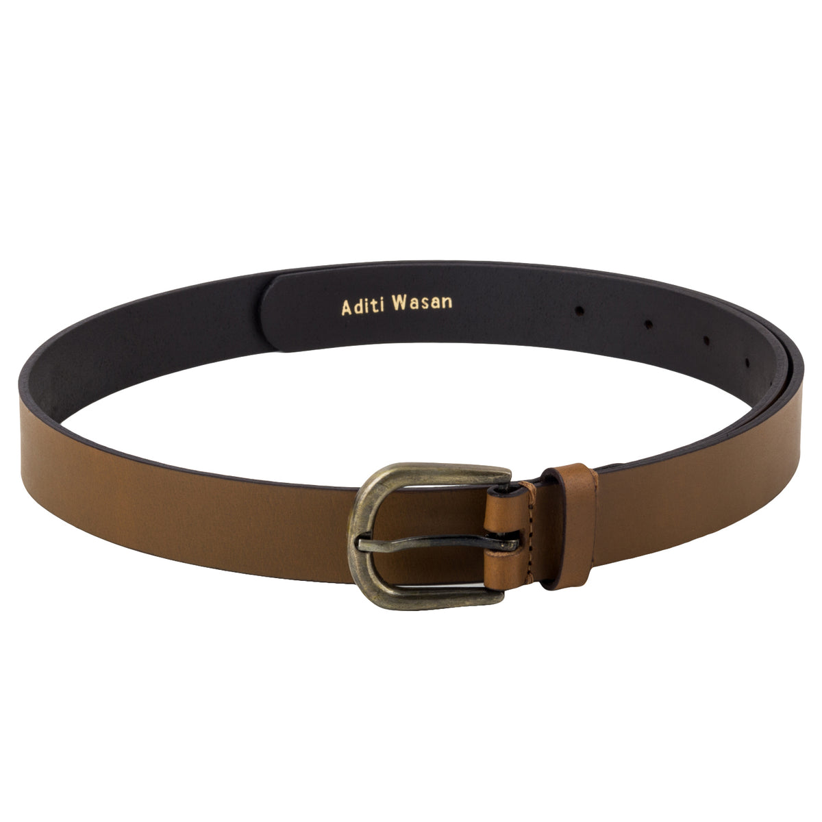 Two-tone tan genuine leather Women's Belt