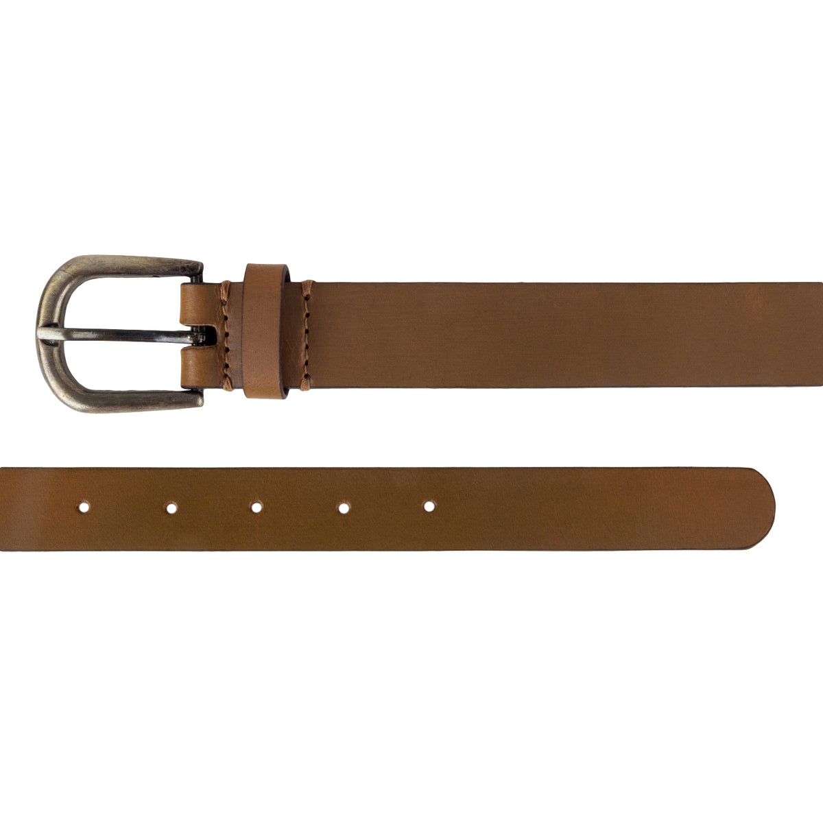 Two-tone tan genuine leather belt