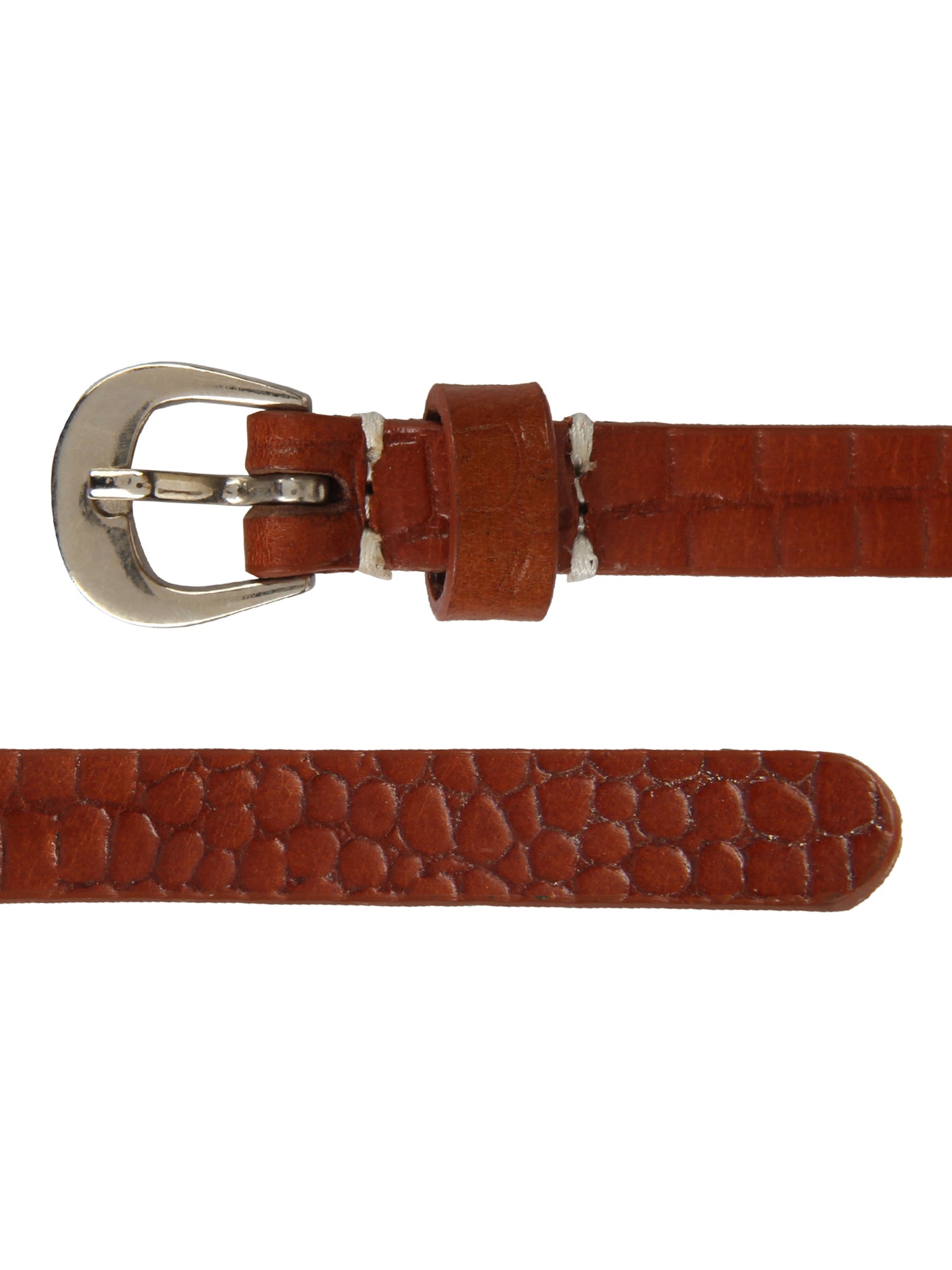 Genuine Leather Tan Embossed Croc Texture Belt