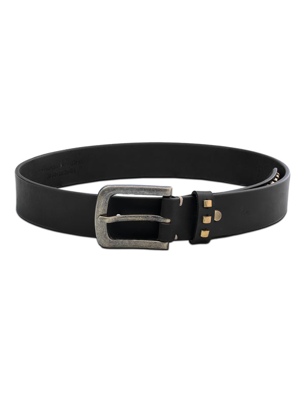 Black Genuine Leather Studded Belt for Women