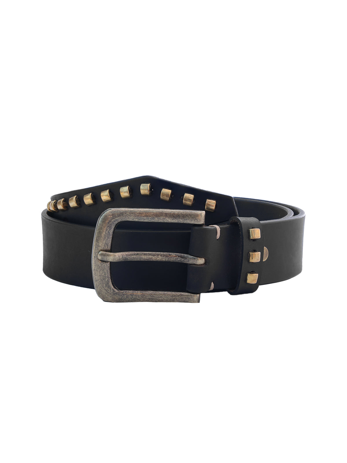 Black Genuine Leather Studded Belt for Women