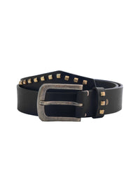 Black Genuine Leather Studded Belt for Women