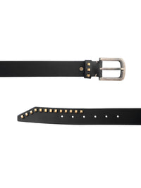 Black Genuine Leather Studded Belt for Women