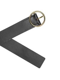 Aditi Wasan Women's Black Genuine Leather Belt with Golden O-Ring Buckle