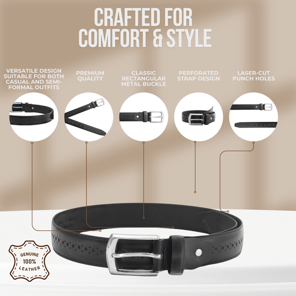 Black Genuine Leather Formal Belt for Men
