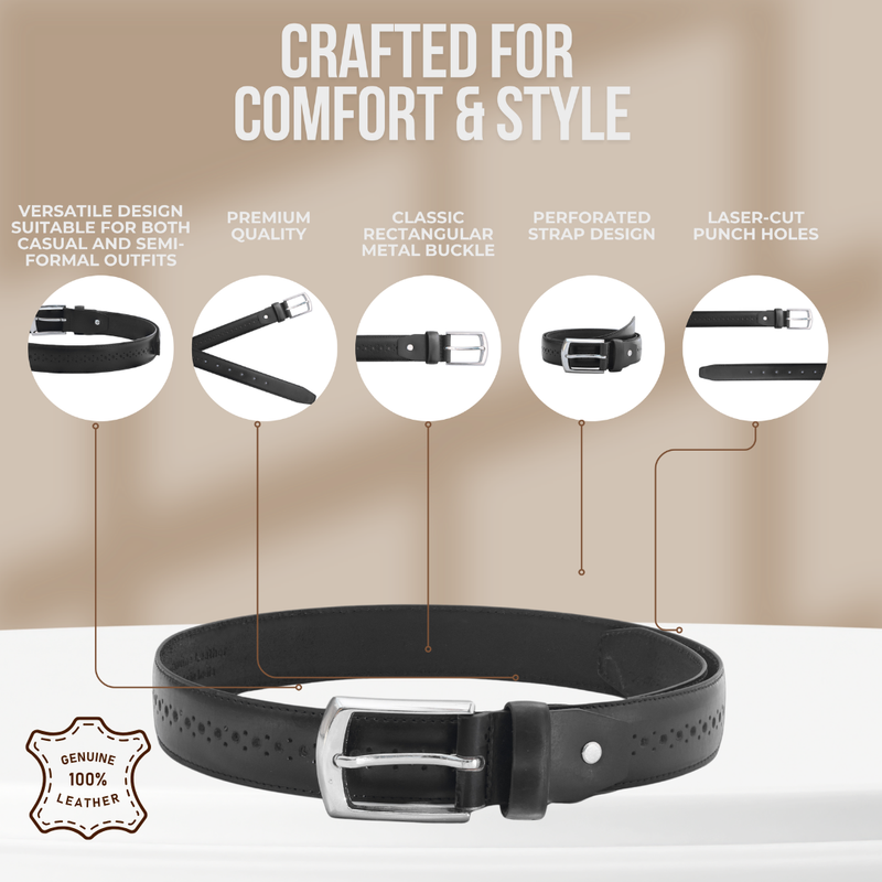 Black Genuine Leather Formal Belt for Men