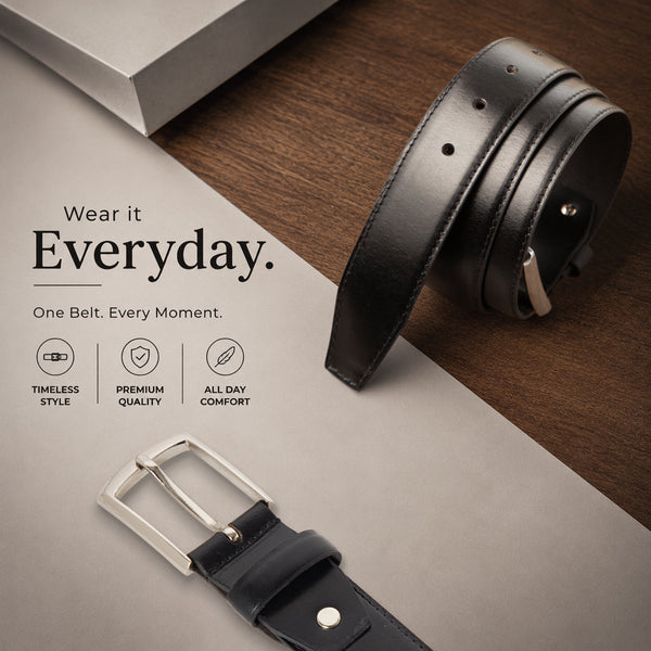 Men’s Profile Black Genuine Leather Belt