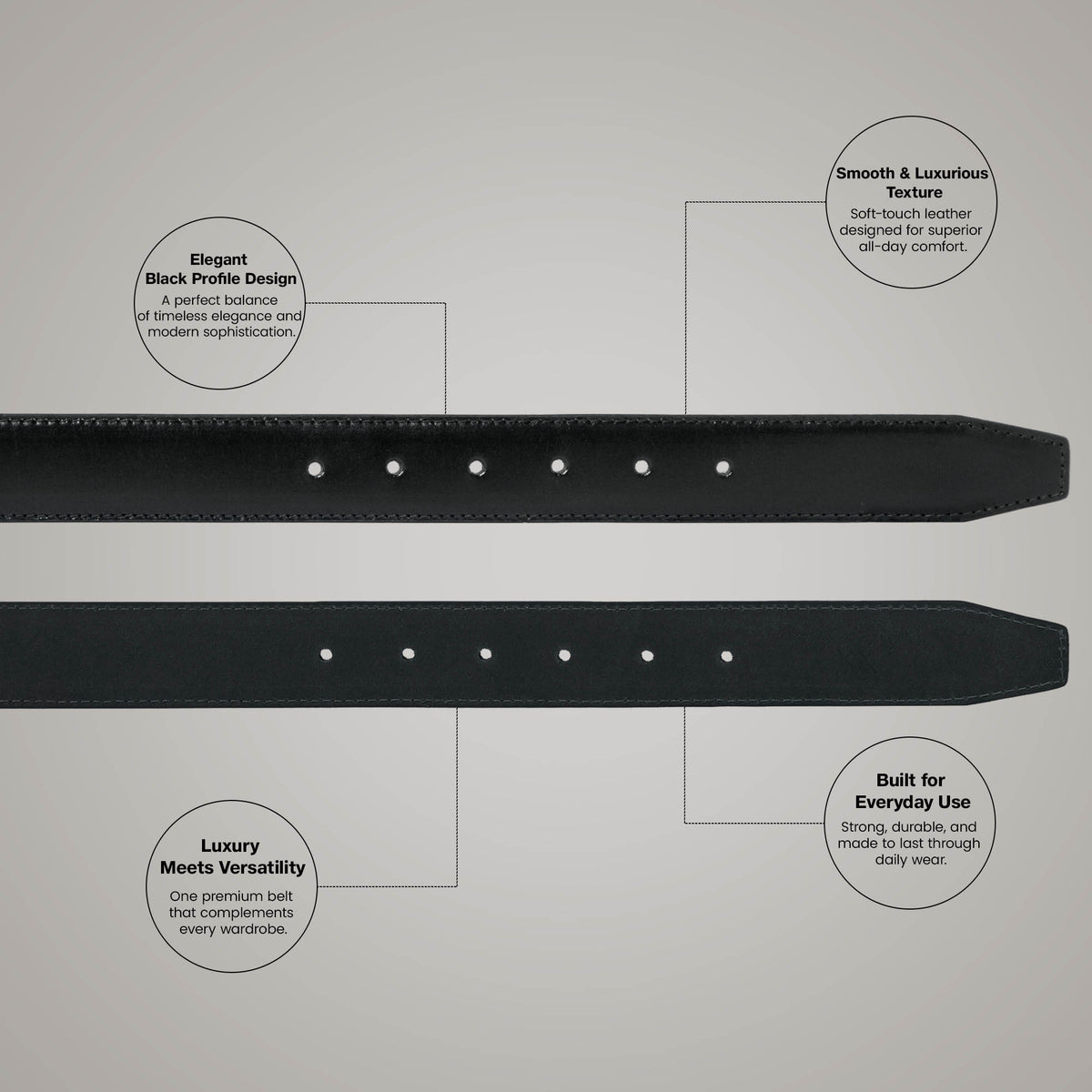 Men’s Profile Black Genuine Leather Belt