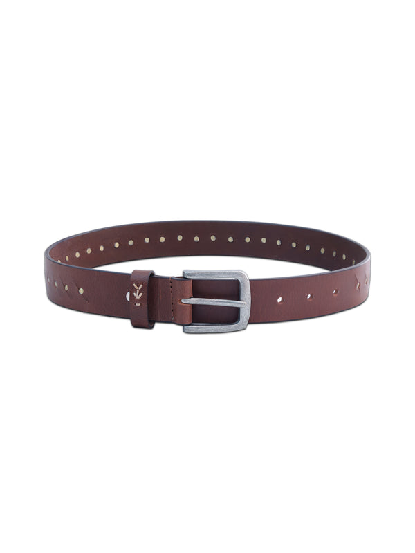 Brown Genuine Leather Studded Belt for Women