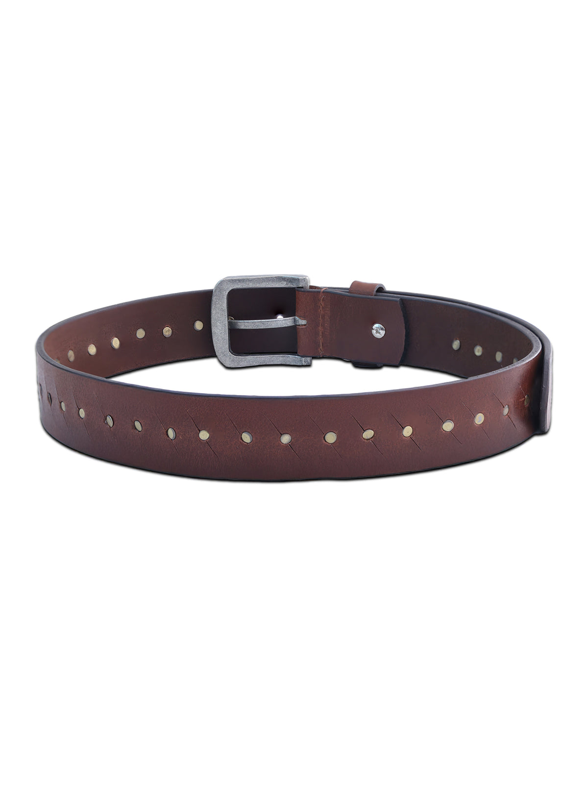 Brown Genuine Leather Studded Belt for Women