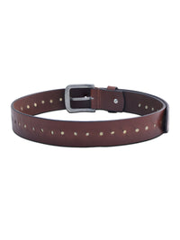 Brown Genuine Leather Studded Belt for Women