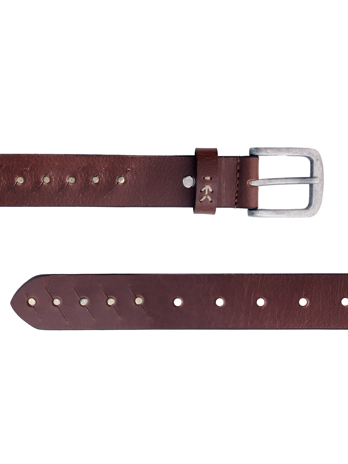 Brown Genuine Leather Studded Belt for Women