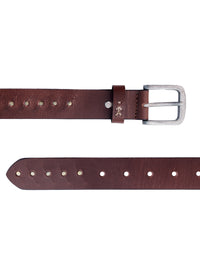 Brown Genuine Leather Studded Belt for Women