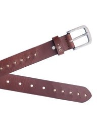 Brown Genuine Leather Studded Belt for Women