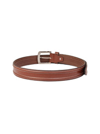 Brown Double Stitching Leather Men's Belt