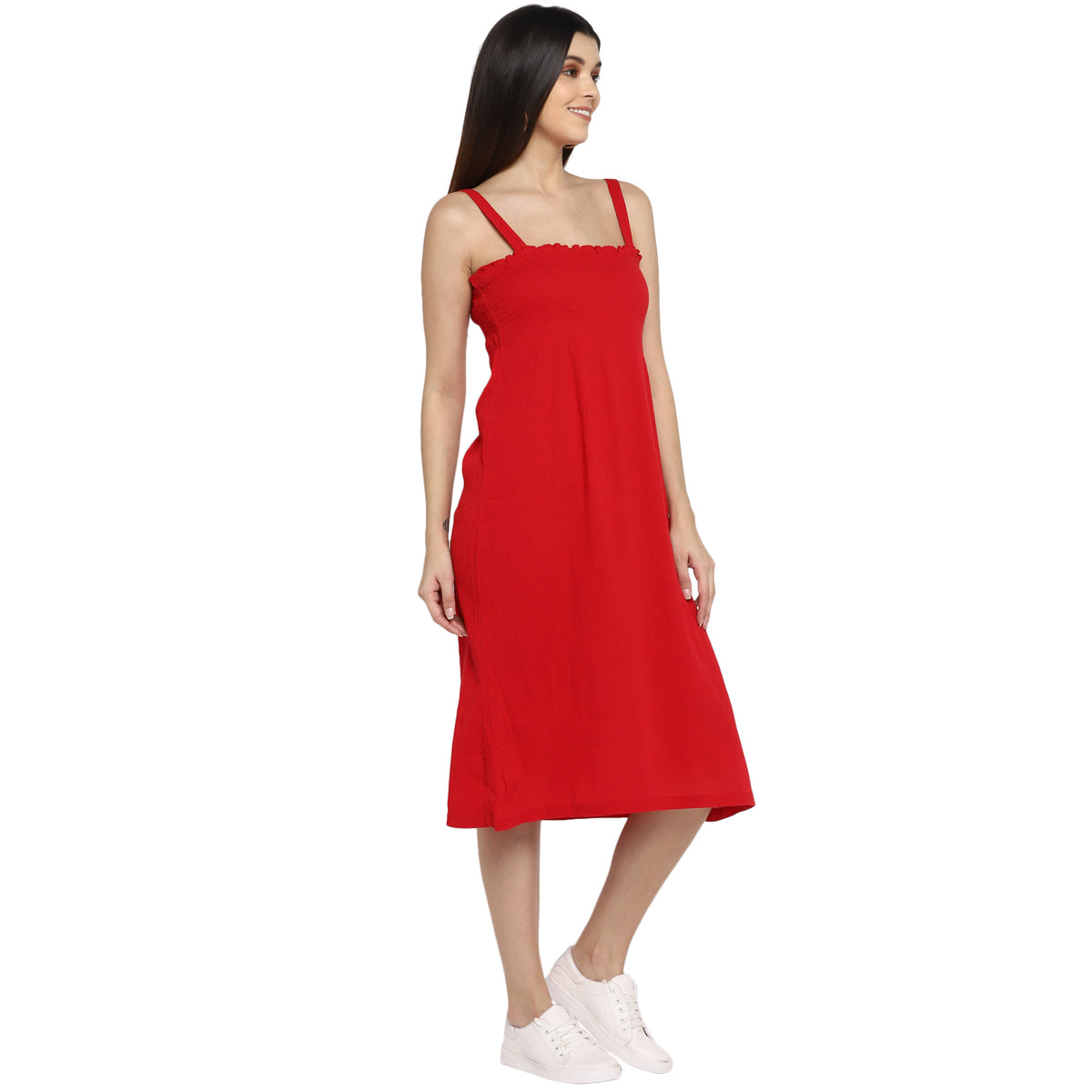 Bandeau Viscose Red Dress
