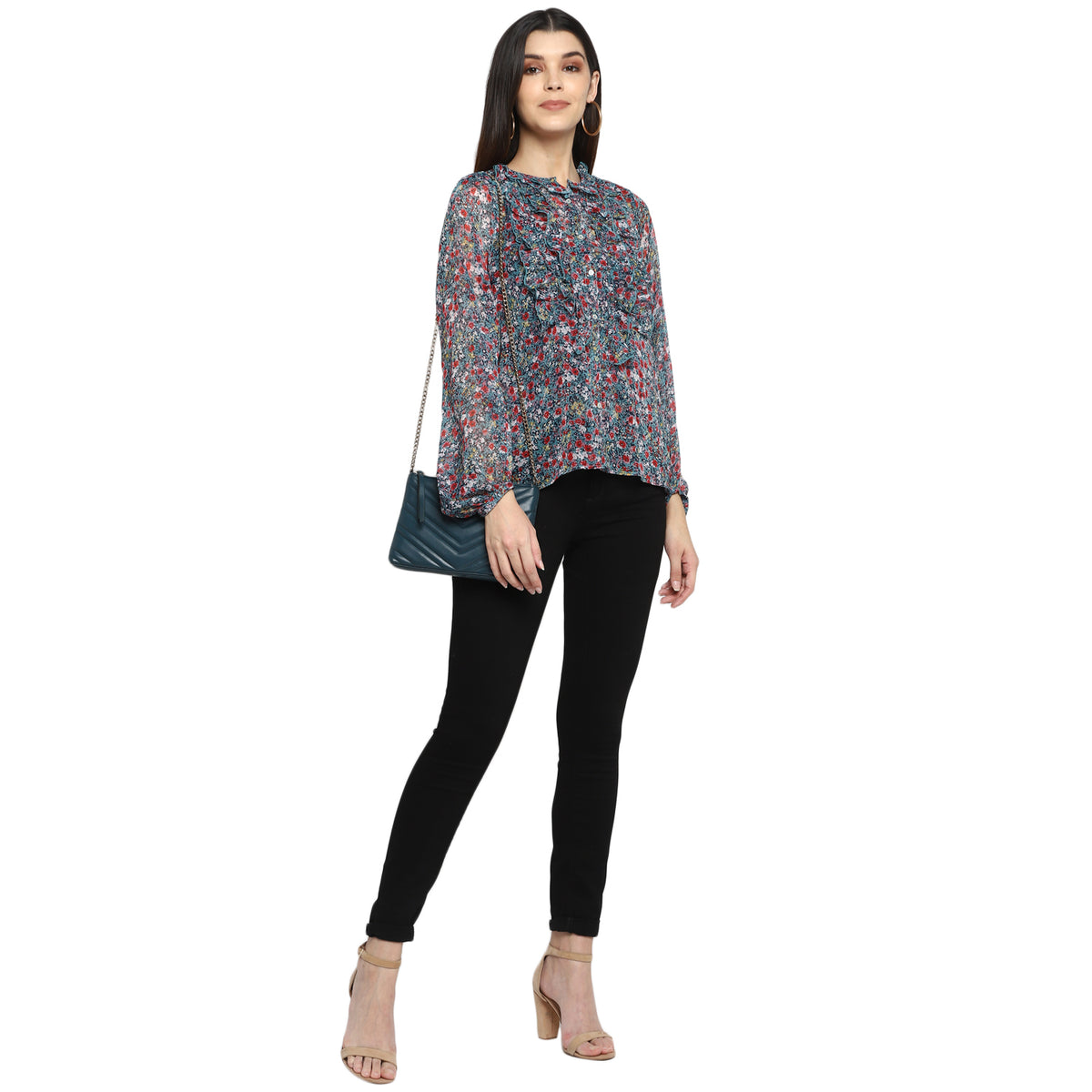 Floral Print Polyester Top
