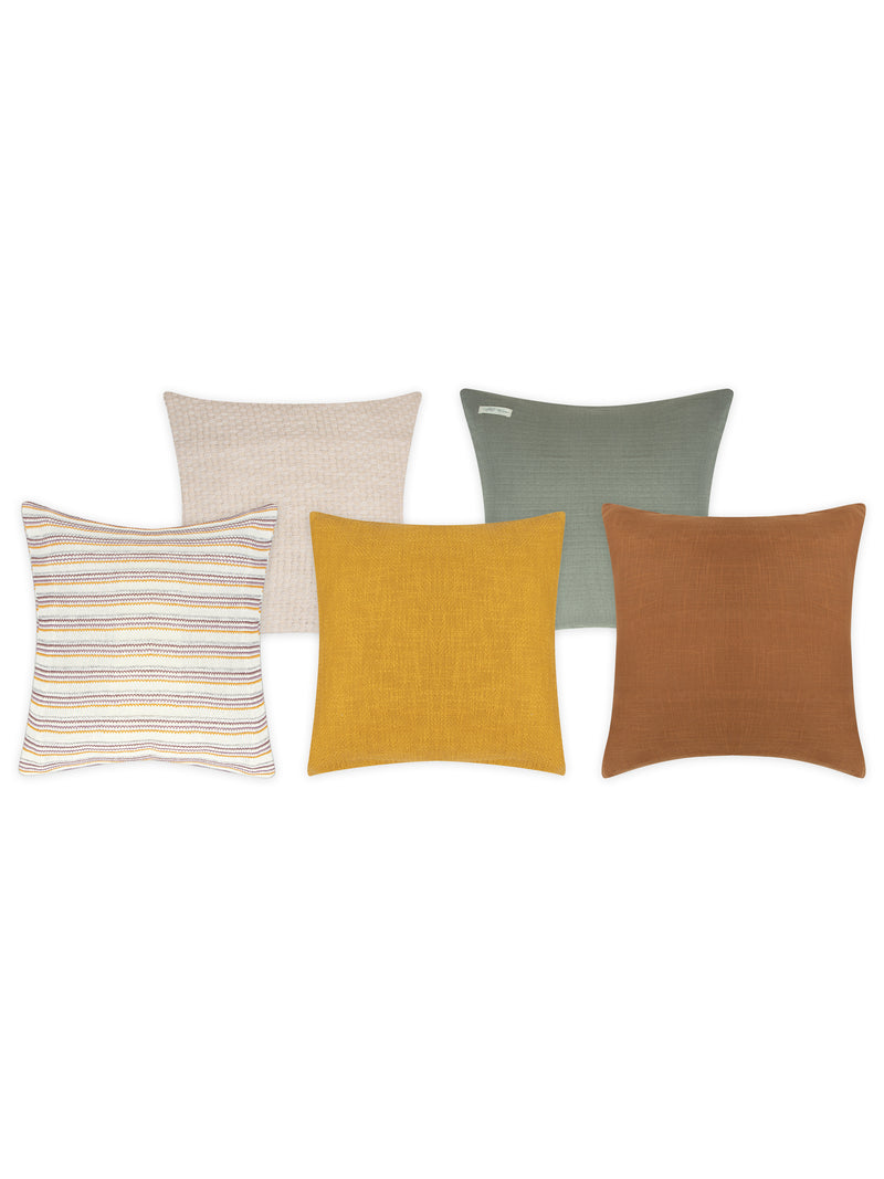 Multi Colors Cotton Cushion Covers Pack of 5