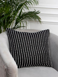 Black cotton knit cushion cover