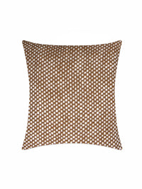 Brown cotton two tone basket weave pattern cushion cover