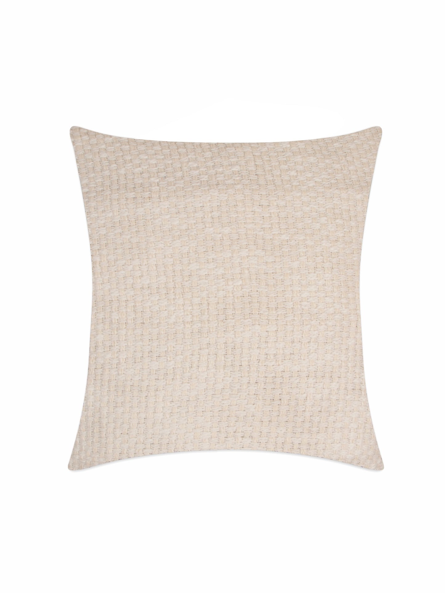White cotton two tone basket weave pattern cushion cover