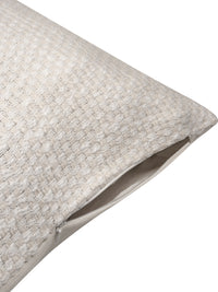 White cotton two tone basket weave pattern cushion cover