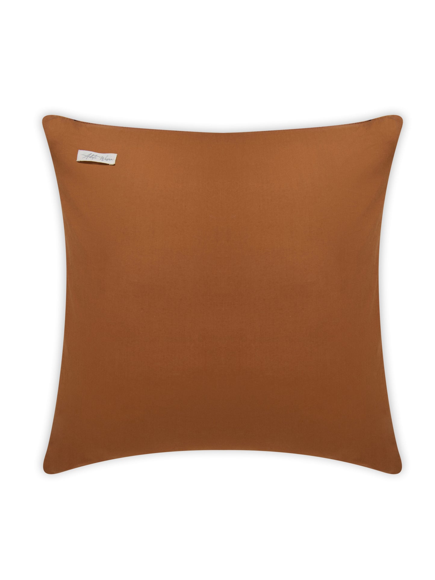 Brown Cotton slub cushion cover