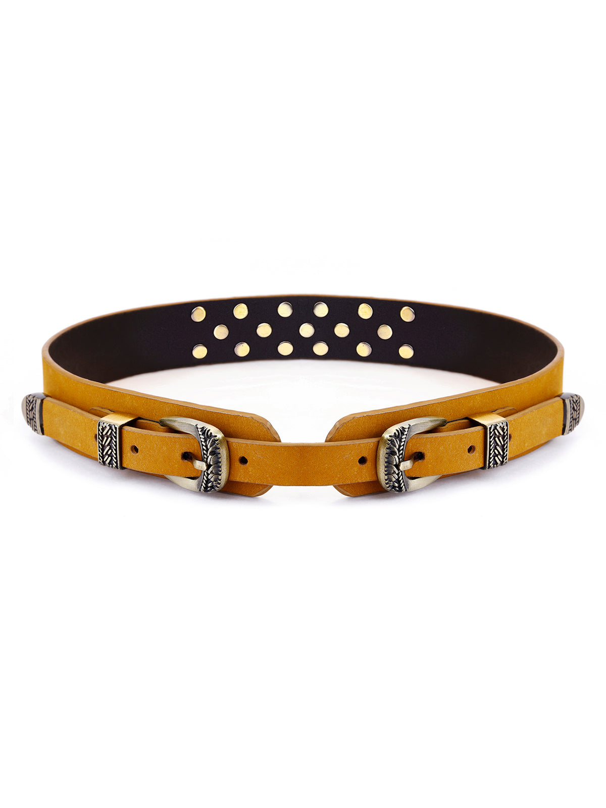 Aditi Wasan Genuine Leather Tan Studded western Dress Belt