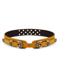 Aditi Wasan Genuine Leather Tan Studded western Dress Belt