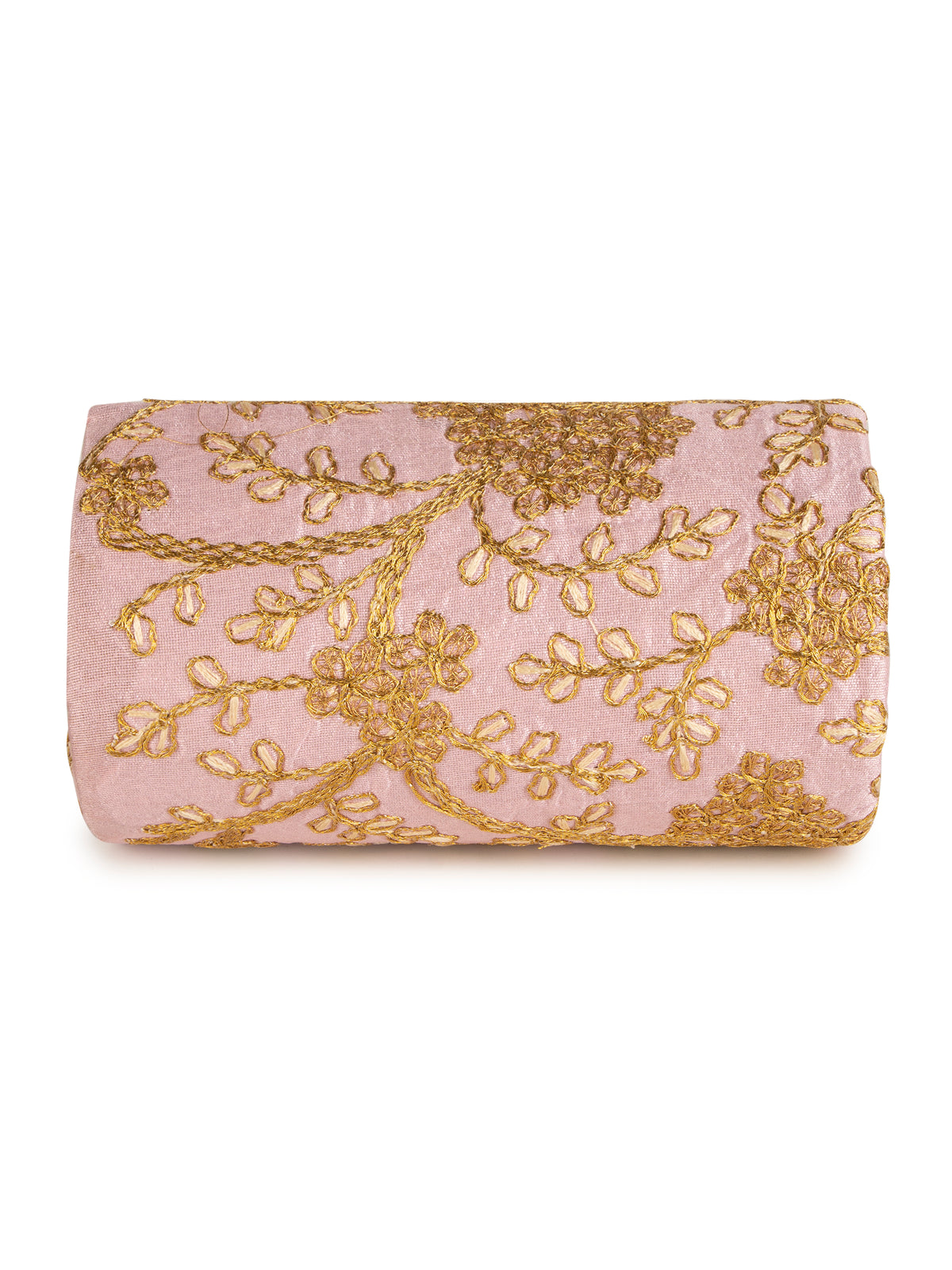 Pink golden zari embroidered bangle organizer box