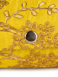 Yellow golden zari embroidered bangle organizer box