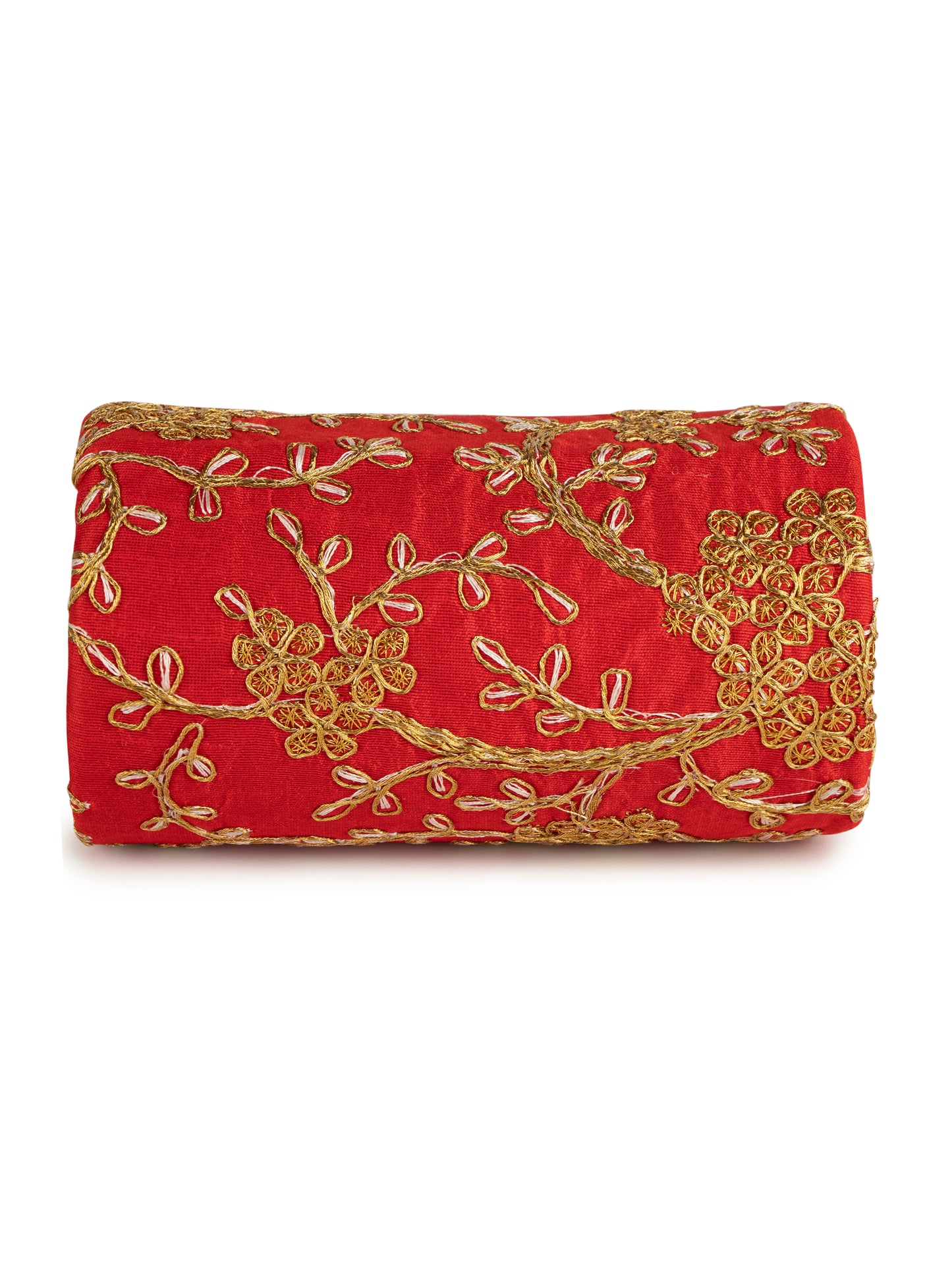 Red golden zari embroidered bangle organizer box
