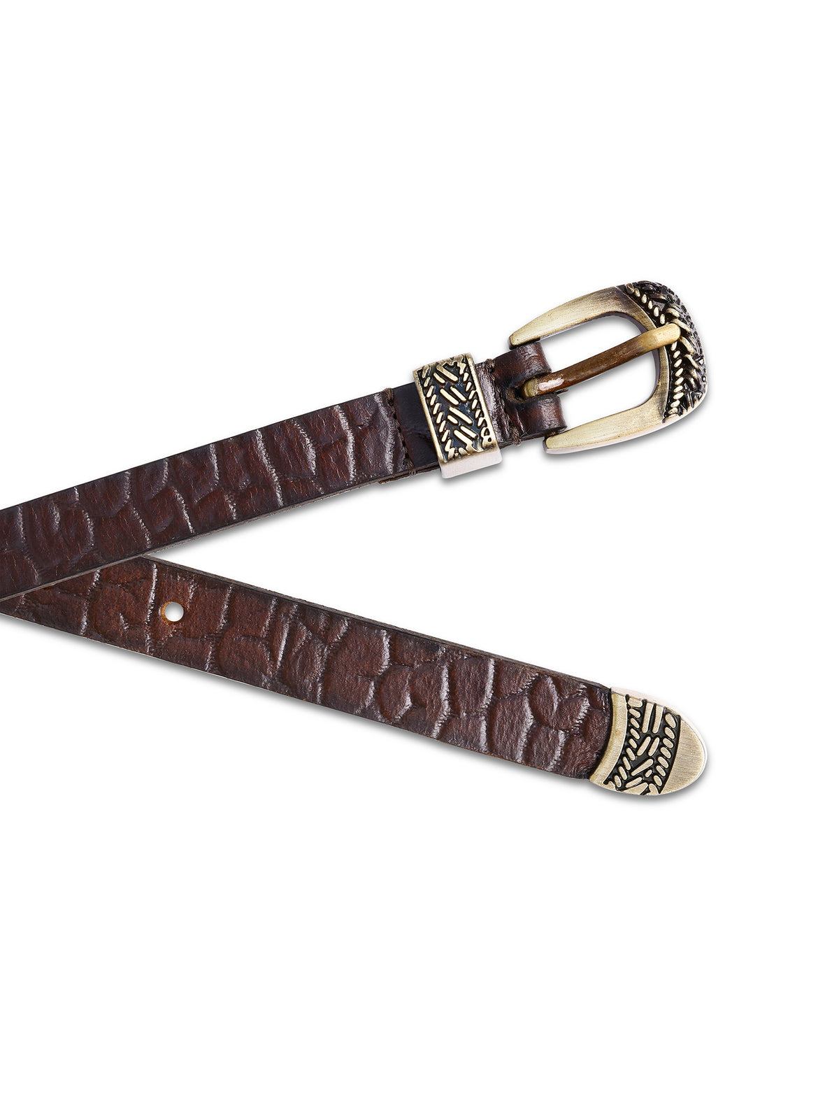 Aditi Wasan Brown Embossed Genuine Leather Women's Belt