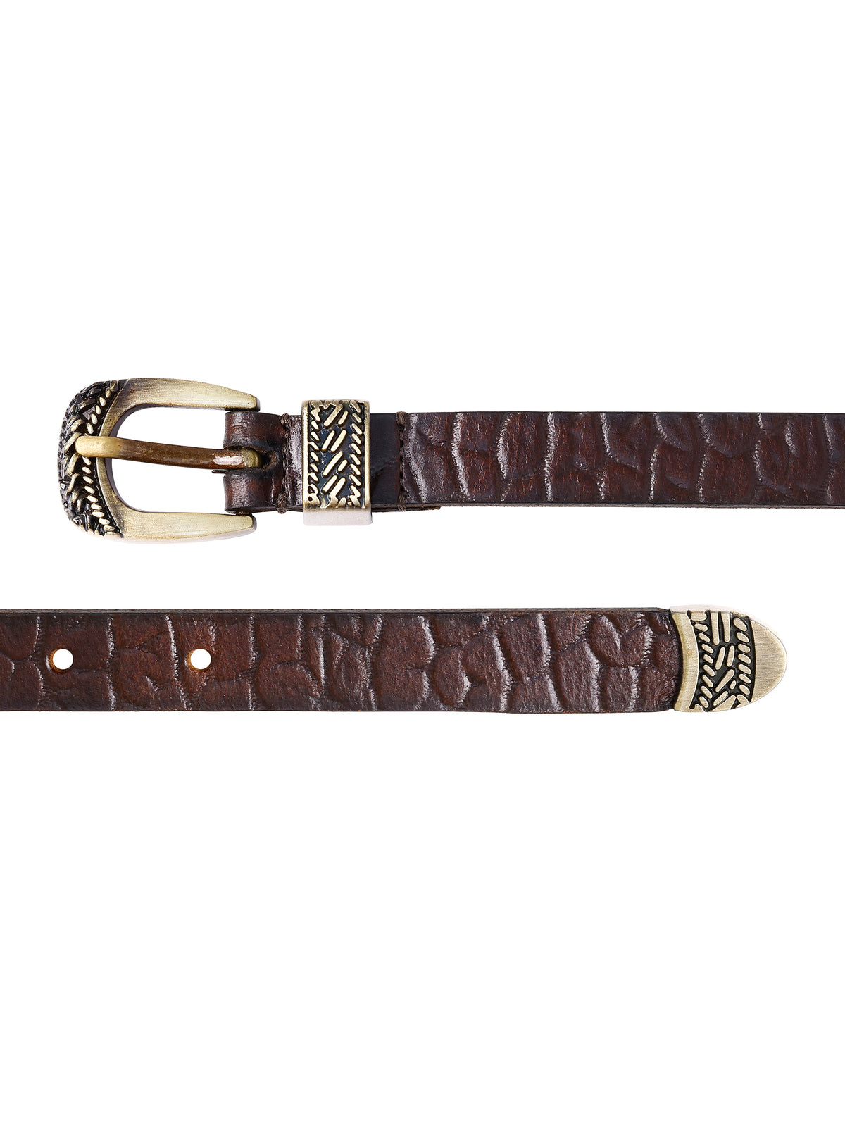 Aditi Wasan Brown Embossed Genuine Leather Women's Belt