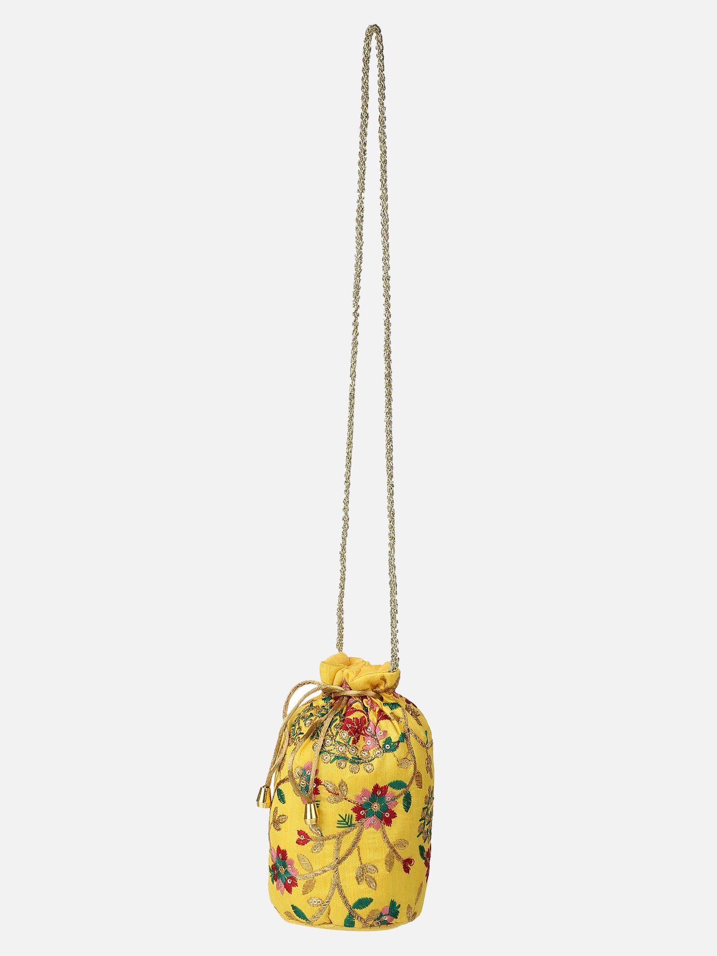 Yellow Embroidered Potli Bag
