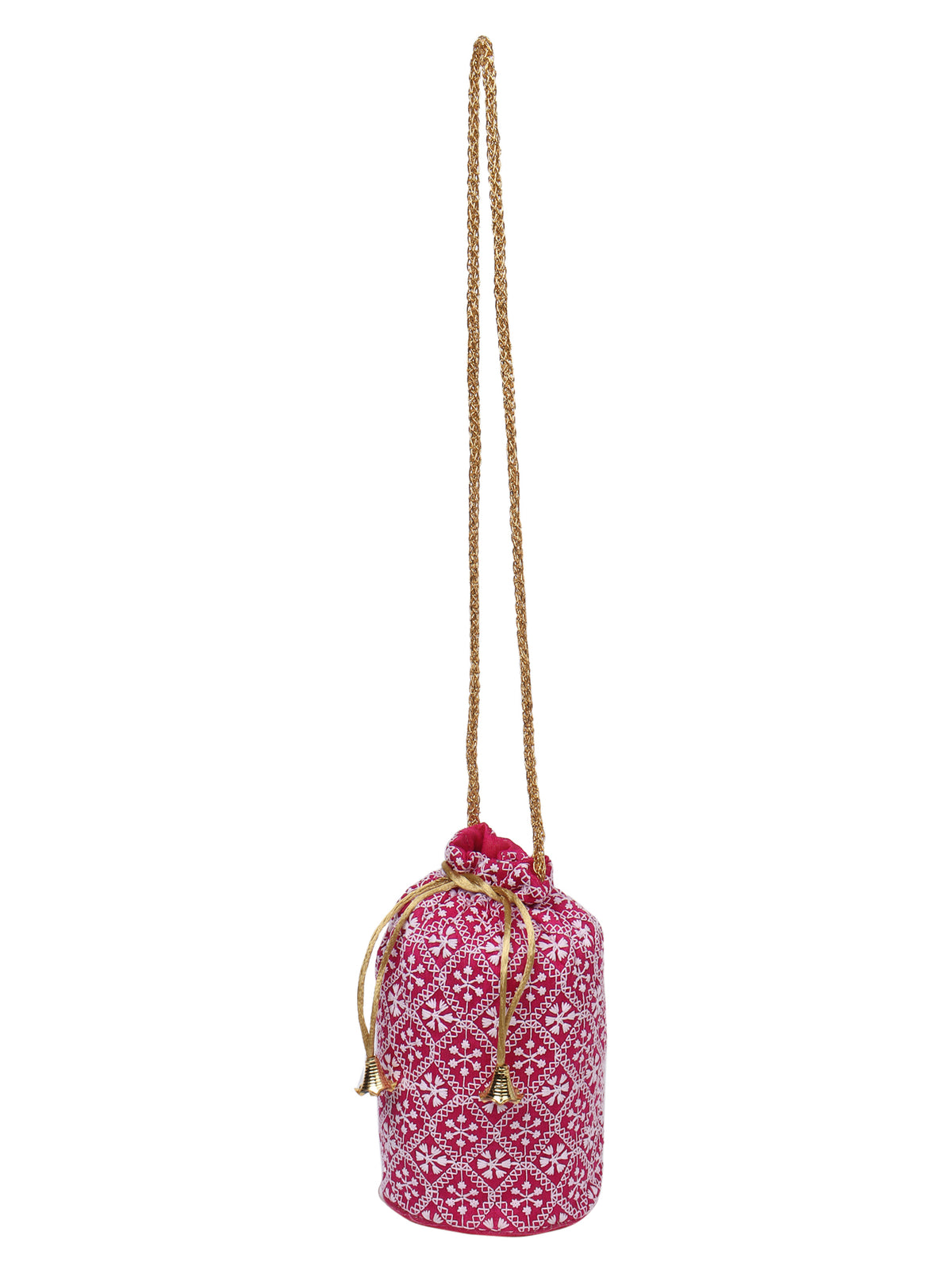 Fuchsia Embroidered Potlis For Dry Fruits