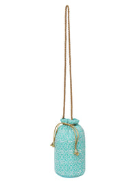 Turquoise Blue Embroidered Potli Bag