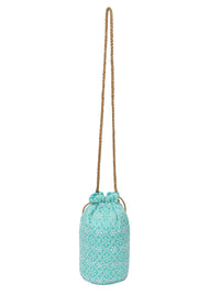 Turquoise Blue Embroidered Potli Bag