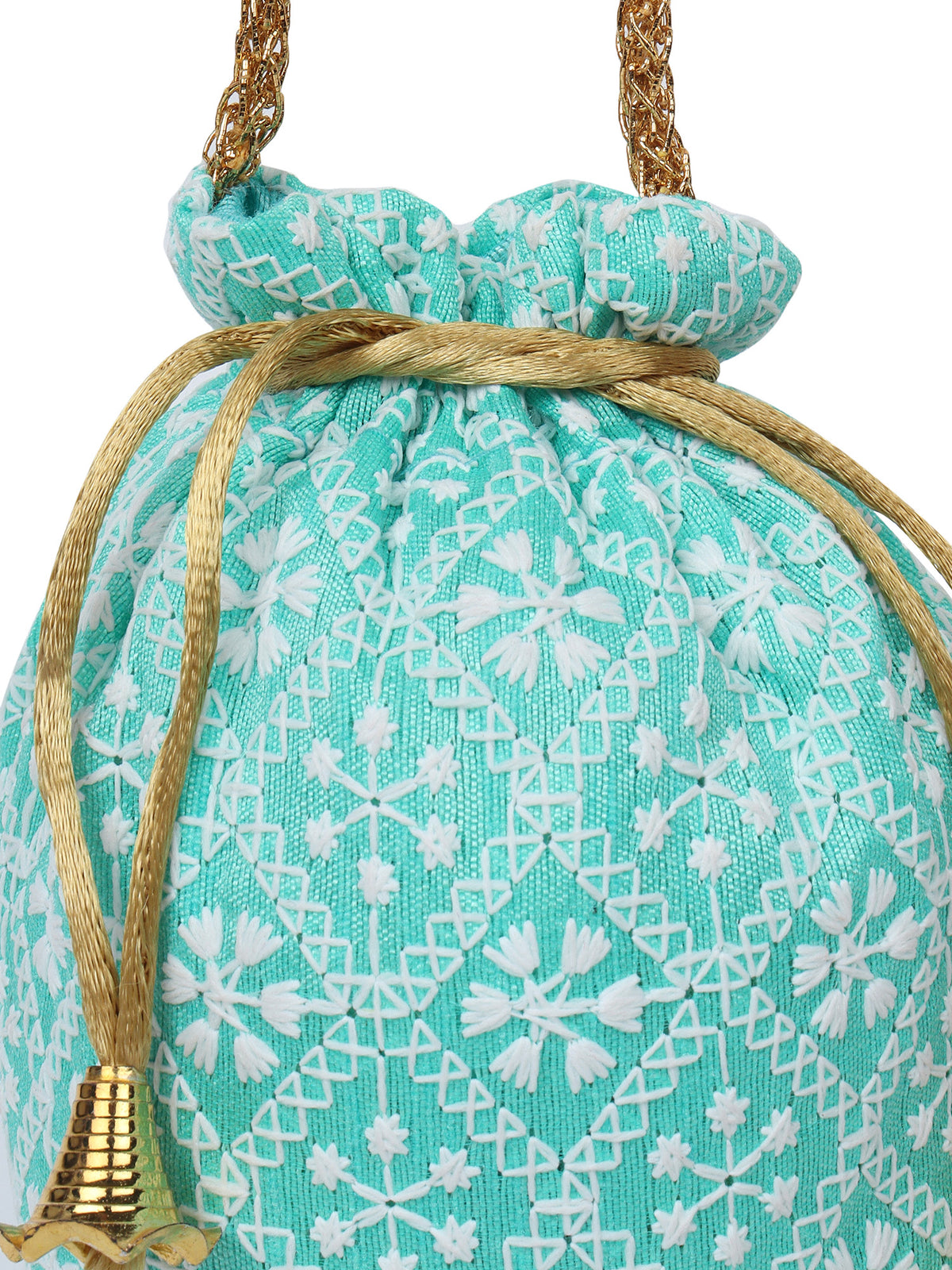 Turquoise Blue Embroidered Potli Bag