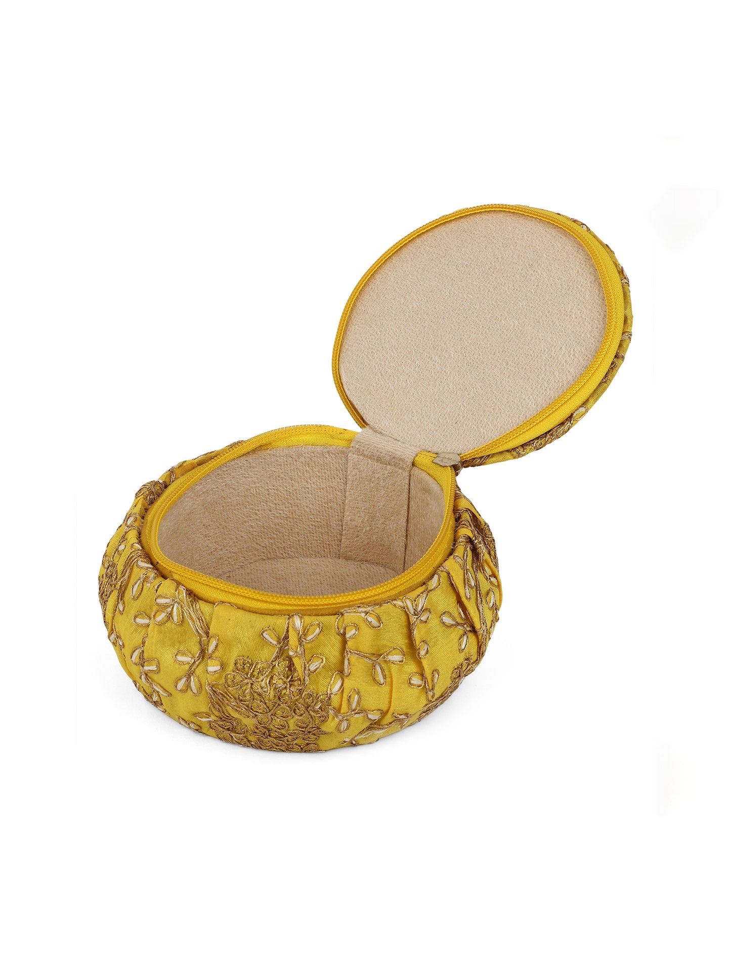 Yellow embroidered jewelery box