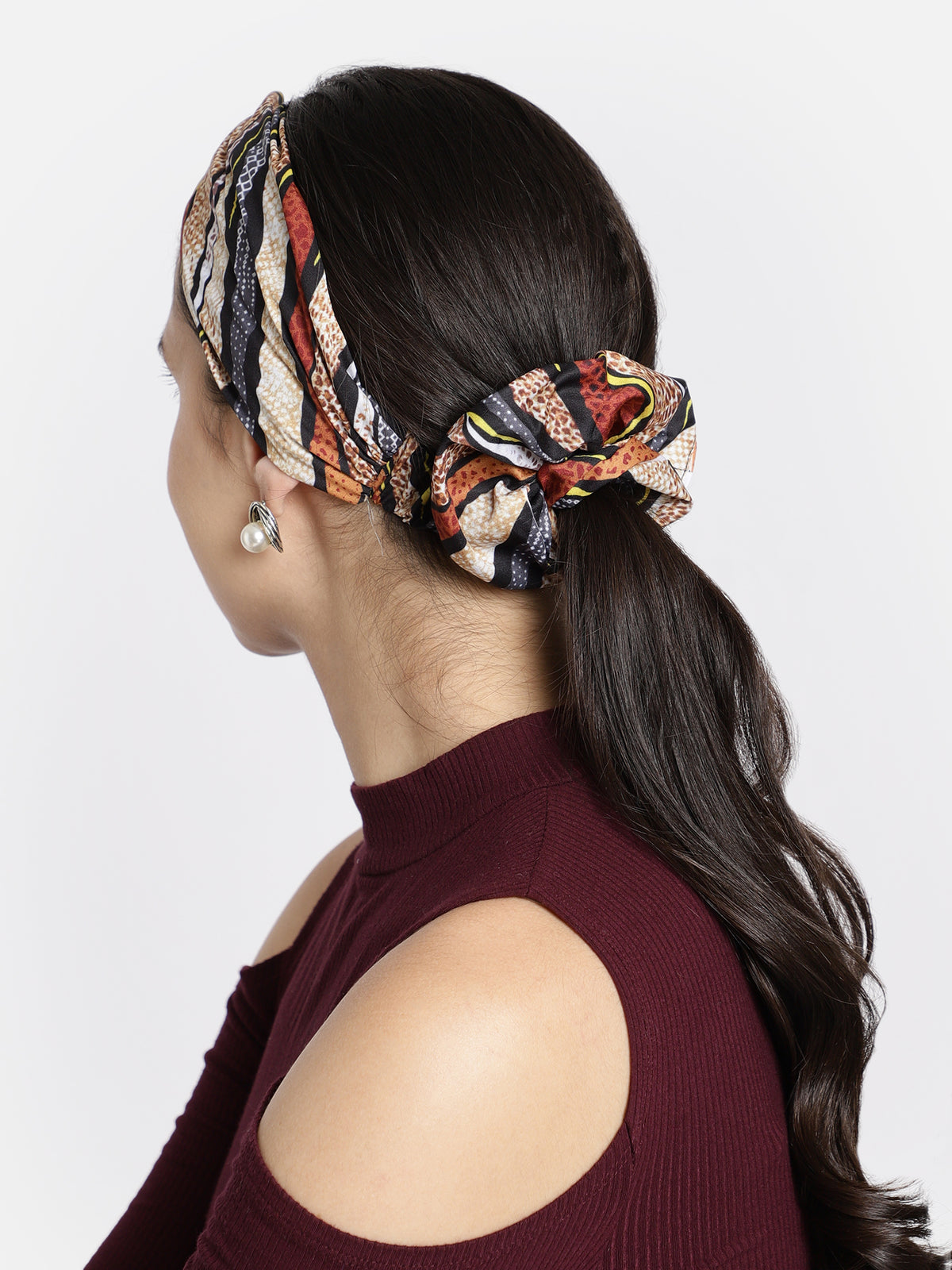 Multicolor Printed Headband and Scrunchy