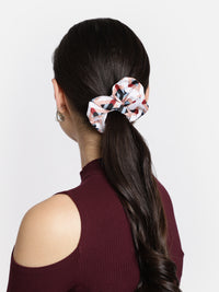 White Color Printed Headband and Scrunchy Combo Set