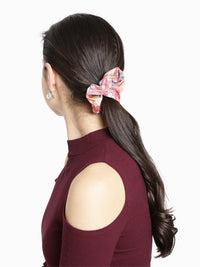 Pink Color Printed Headband and Scrunchy