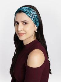 Blue Color Printed Headband and Scrunchy