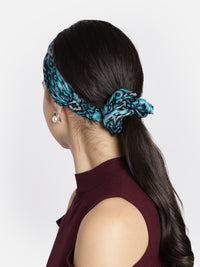 Blue Color Printed Headband and Scrunchy