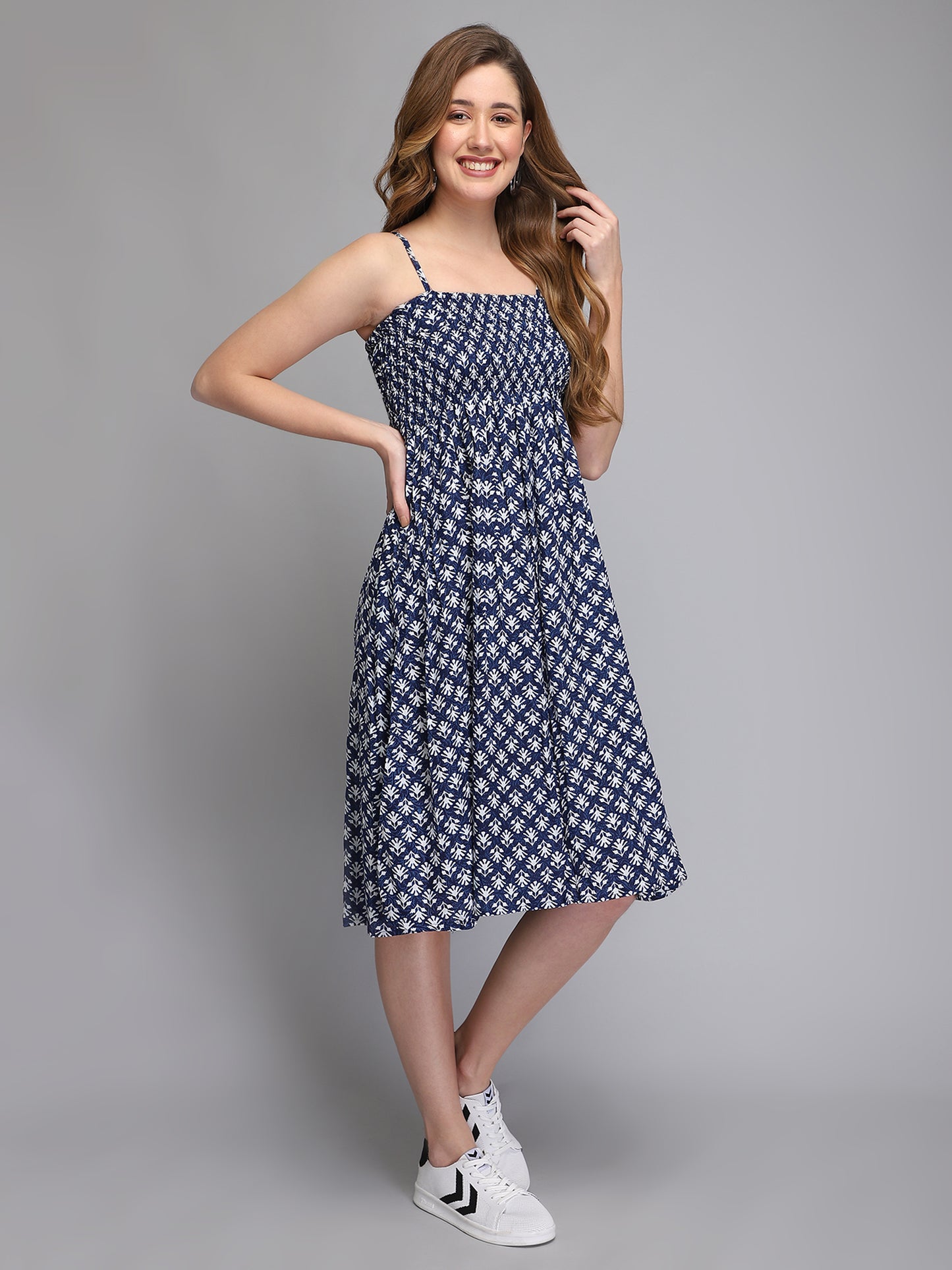 Blue printed bandeau freesize dress