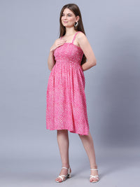 Pink Leharia Print Viscose Freesize Dress
