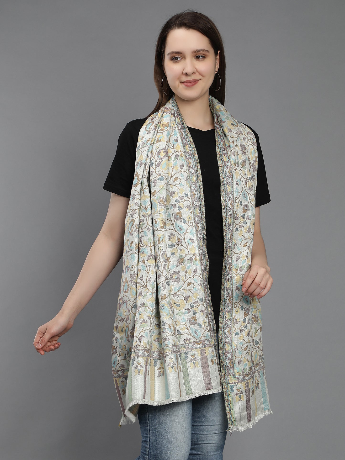 Paisley & floral jacquard reversible jamawar